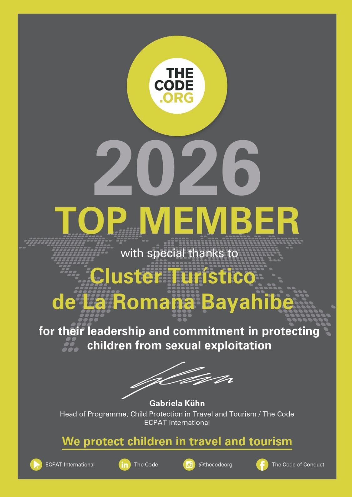 La Asociación de Hoteles La Romana Bayahibe (AHRB) y el Clúster Turístico La Romana Bayahibe (CTRB) son reconocidos por su compromiso sostenido con la protección de niños, niñas y adolescentes y la promoción de un turismo responsable y sostenible
